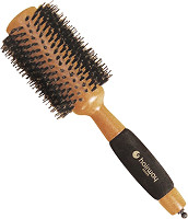  Hairway Round brush made of Genuine Wood with pure wild boar bristles and a foam rubber handle 