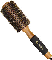  Hairway Round brush made of Genuine Wood with pure wild boar bristles and a foam rubber handle 